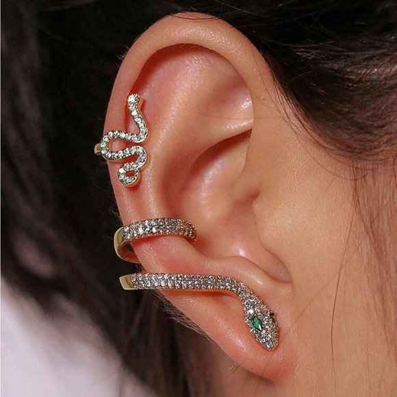 2 piece Rhinestone Snake Ear Cuffs, Taylor Swift Reputation Snake Ear Cuffs - Picture 4 of 5
